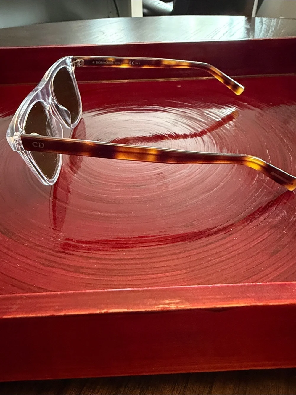 Dior Clear Frame Sunglasses with Dark Lenses